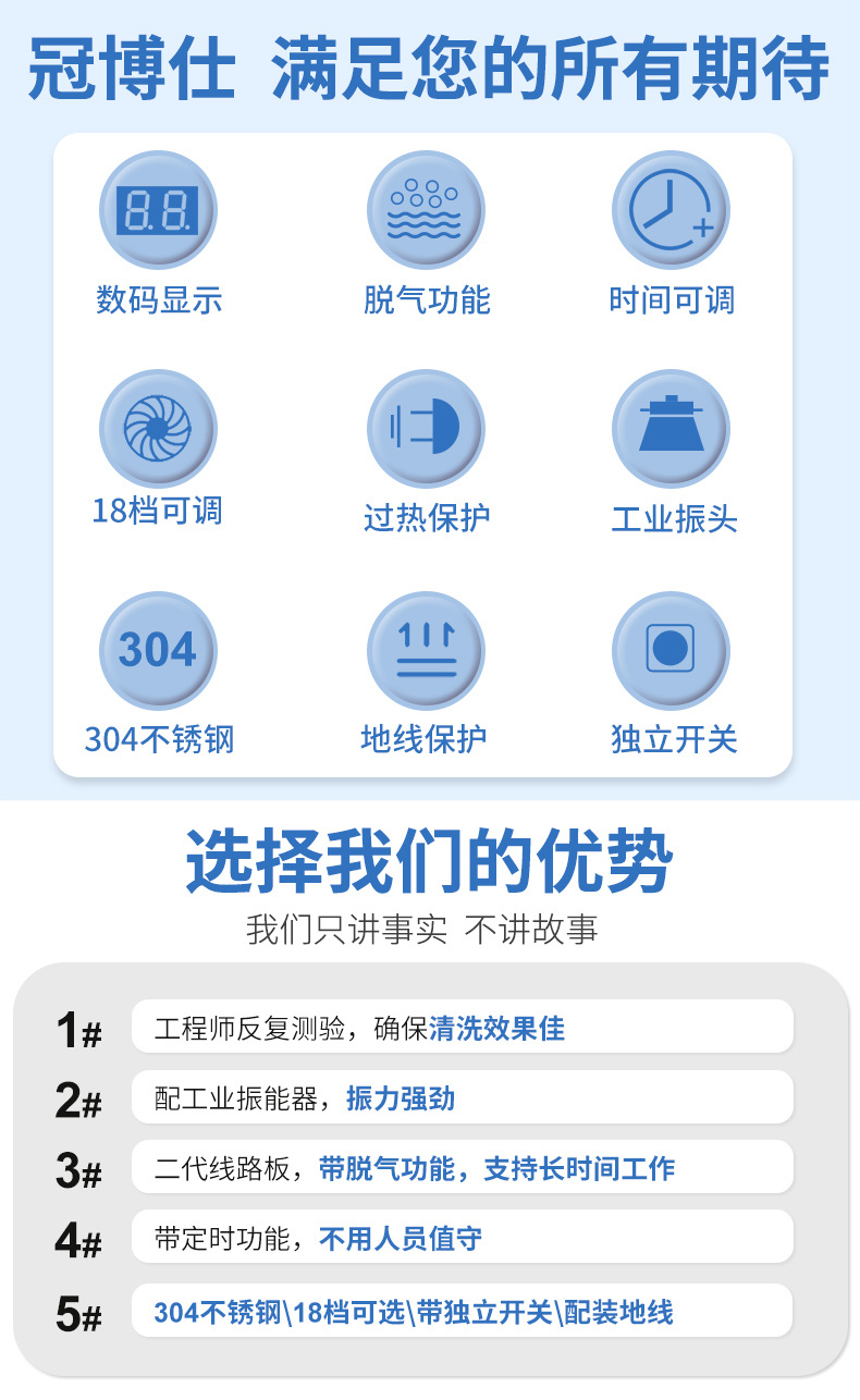 冠博仕超聲波清洗機(jī)的功能介紹