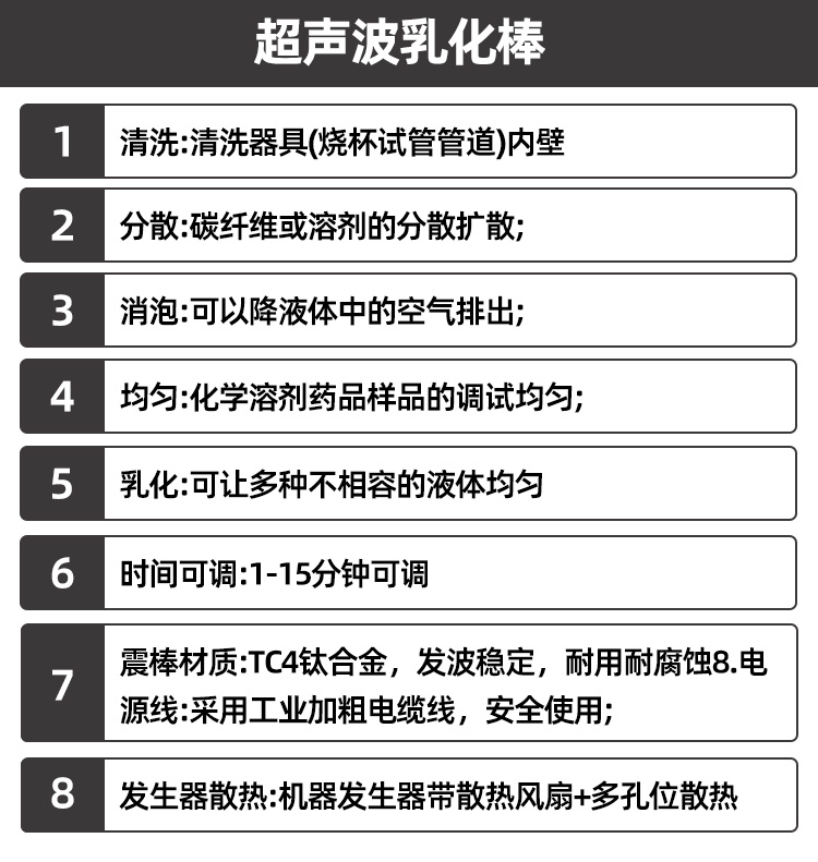 冠博仕GR-2250超聲波均質棒 | 2500W 20kHz 鈦合金探頭 可持續(xù)長時間工作